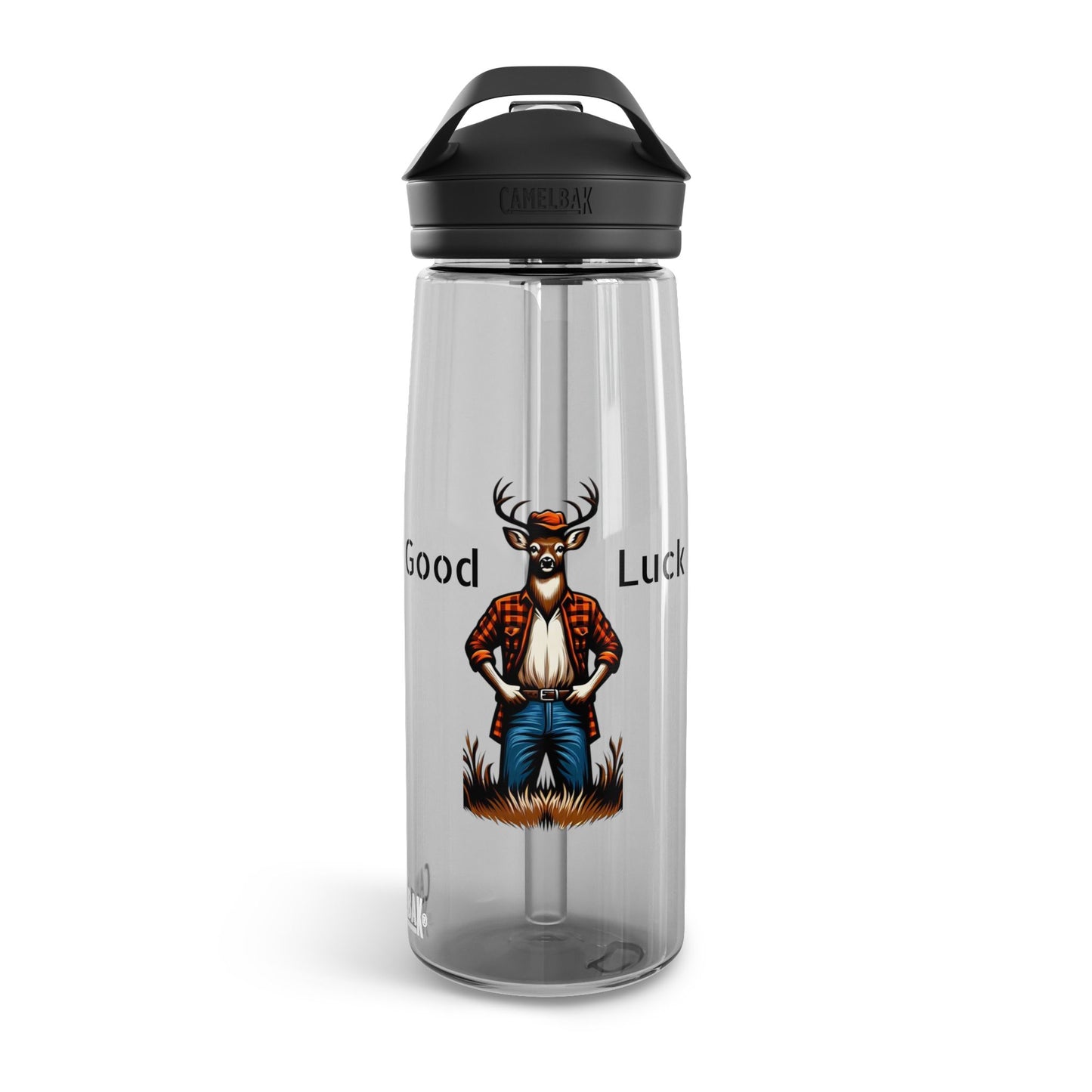Water Bottle - Good Luck Buck Challenging Hunters Design, 20oz",25oz"