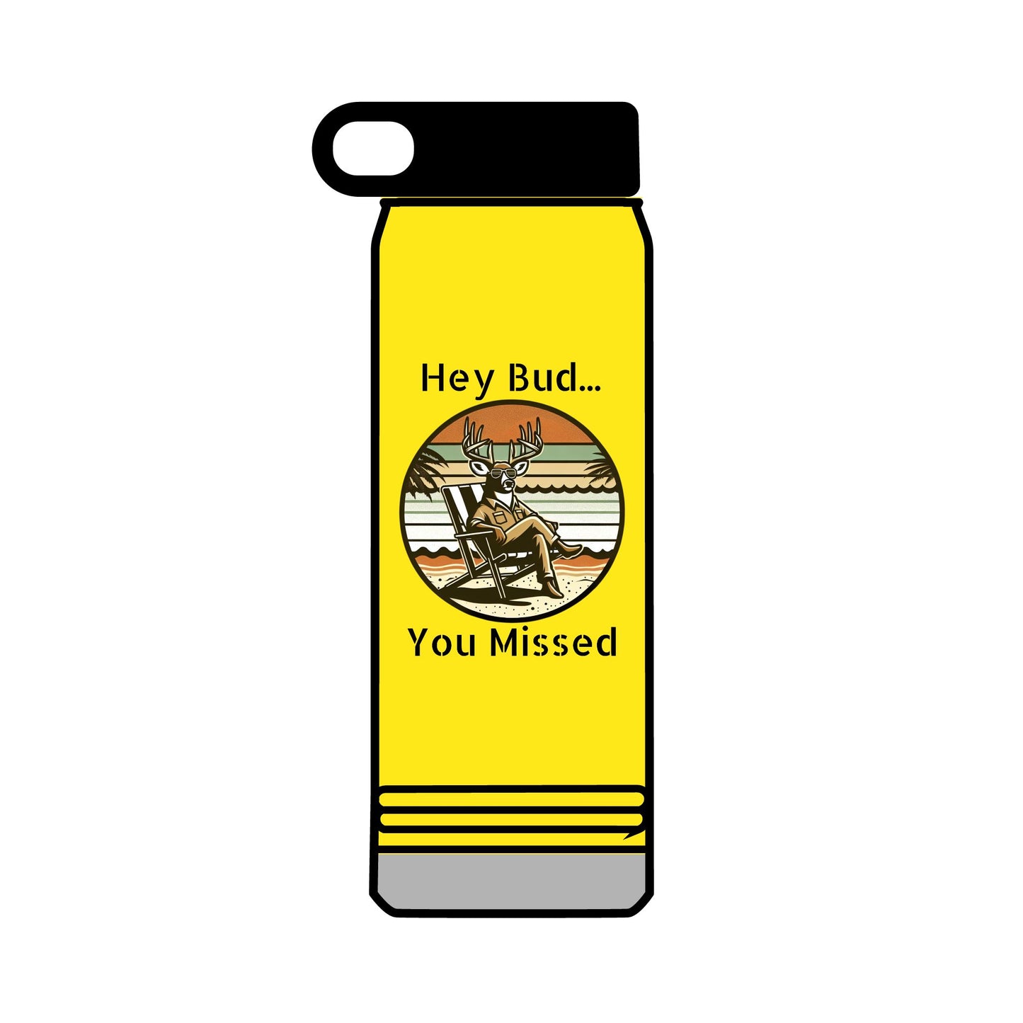 Water Bottle, 32oz - Buck taunting Hunter Design