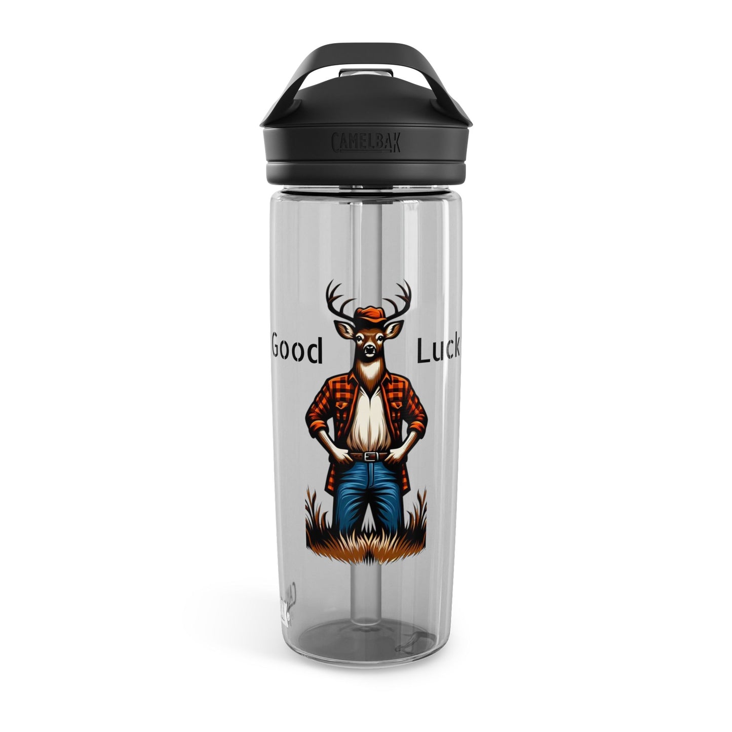 Water Bottle - Good Luck Buck Challenging Hunters Design, 20oz",25oz"