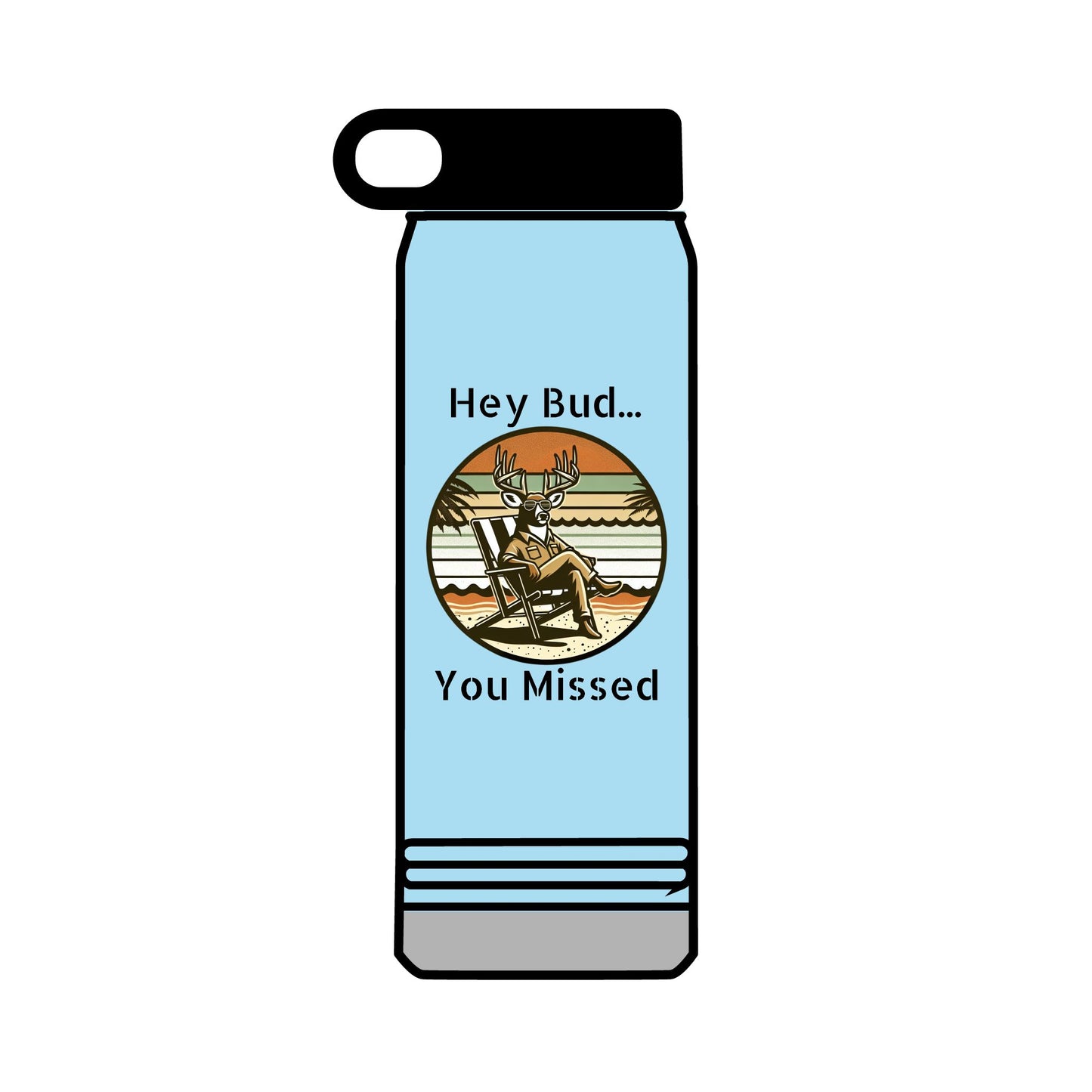 Water Bottle, 32oz - Buck taunting Hunter Design
