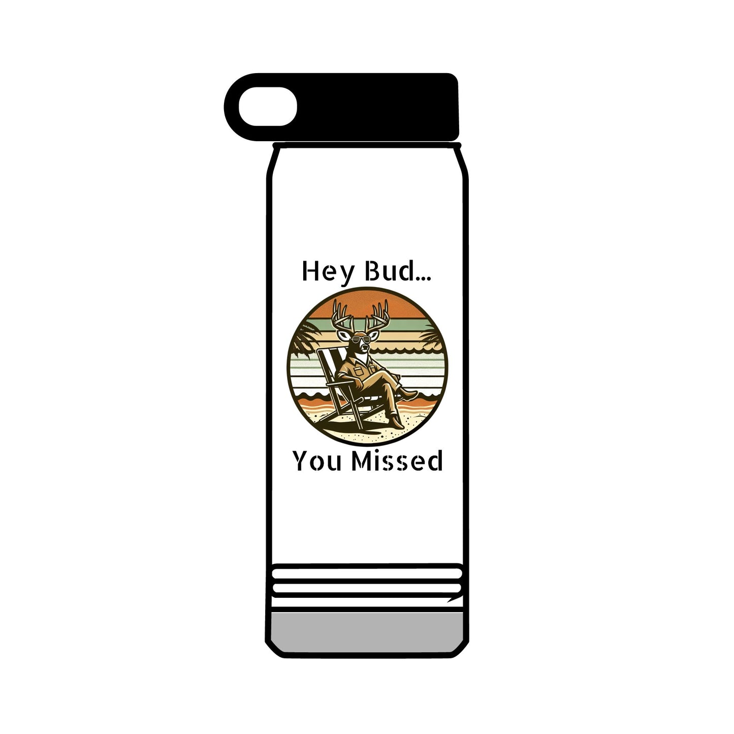 Water Bottle, 32oz - Buck taunting Hunter Design