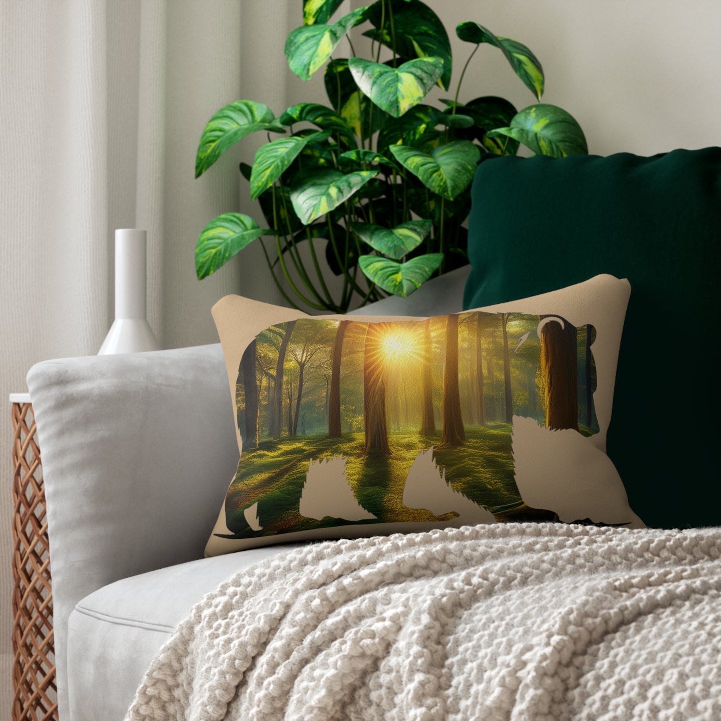 Lumbar Pillow - Woodland Bear Design