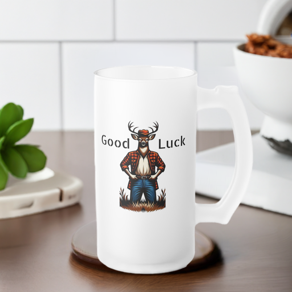 Beer Mug - Deer Challenging Hunter Design